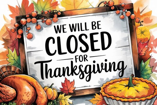We will be closed for Thanksgiving.